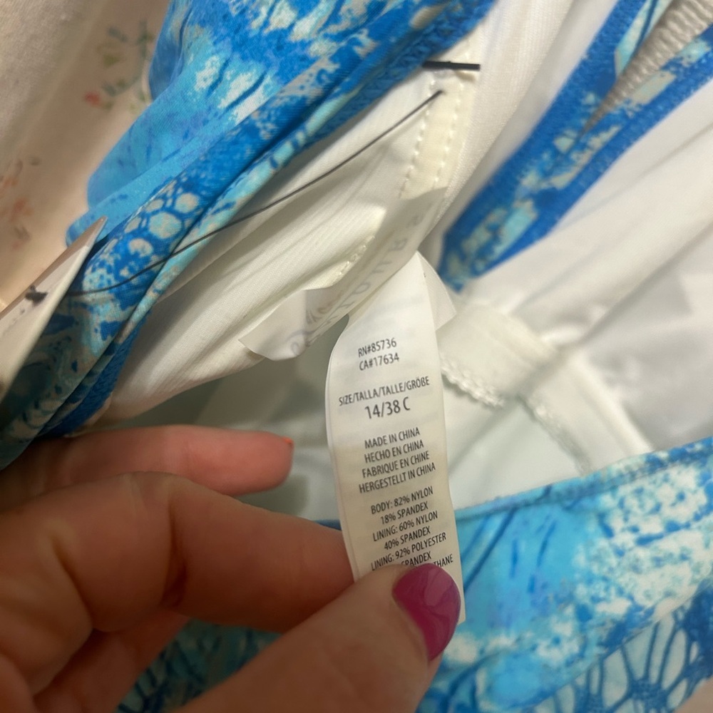 Contours By Coco Reef Cerulean Python Jewel One-Piece‎ Swimsuit Size 14/38C NWT - Picture 5 of 7
